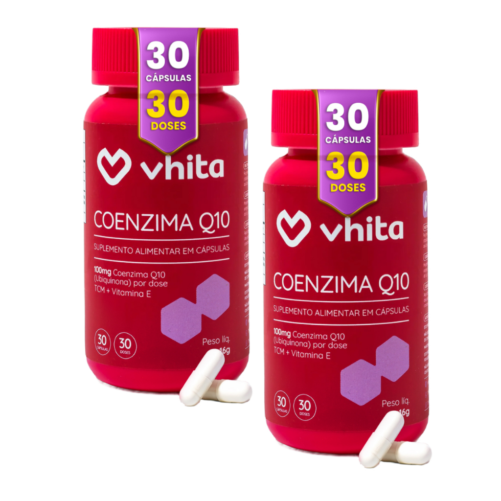 Coenzima Q10 Ubiquinona 100mg Com Vitamina E e TCM 30 cáps - Vhita ( 2 unidades)