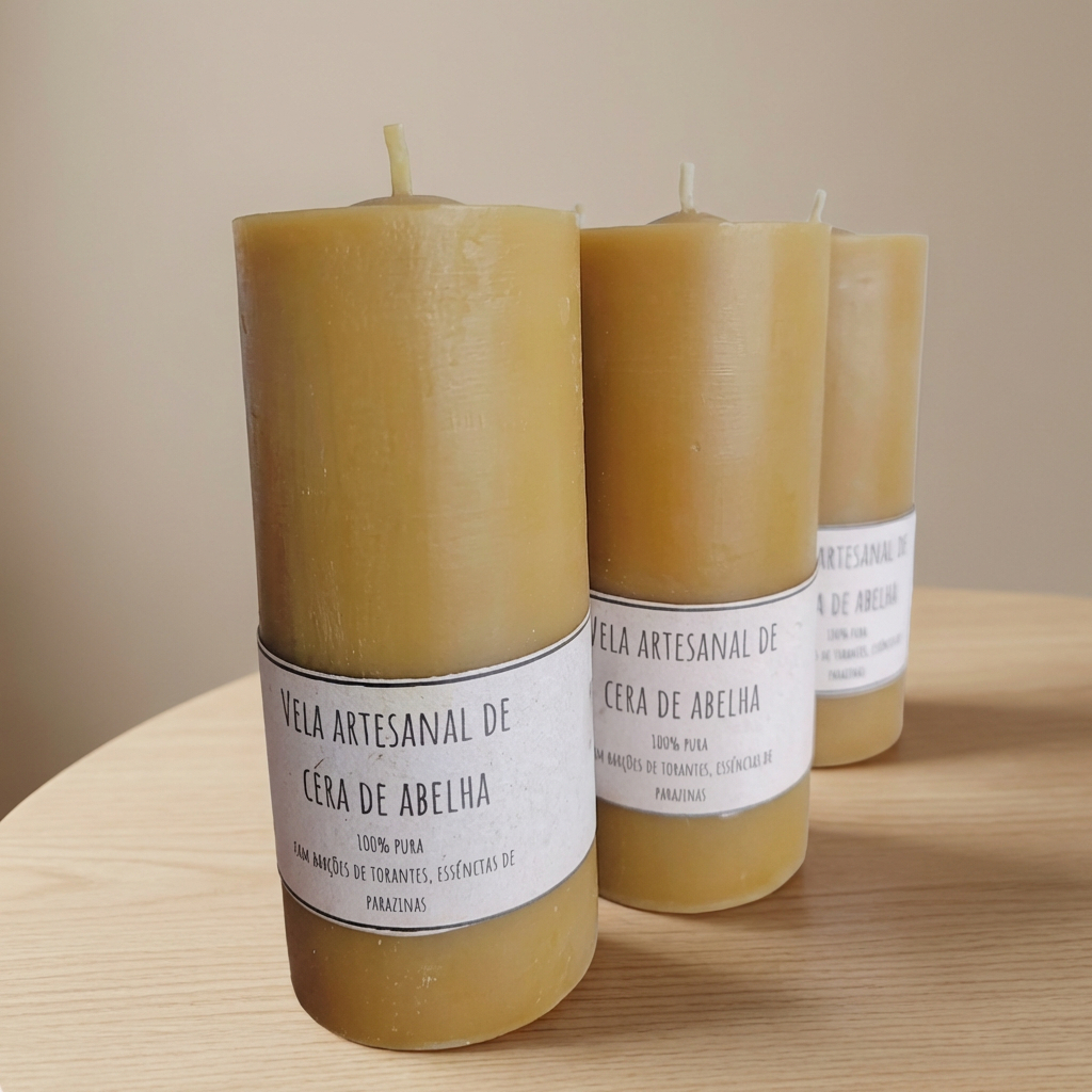 Vela 7 Dias de Cera de Abelha Natural 15x5cm | 100% Pura em Oferta na Shopee