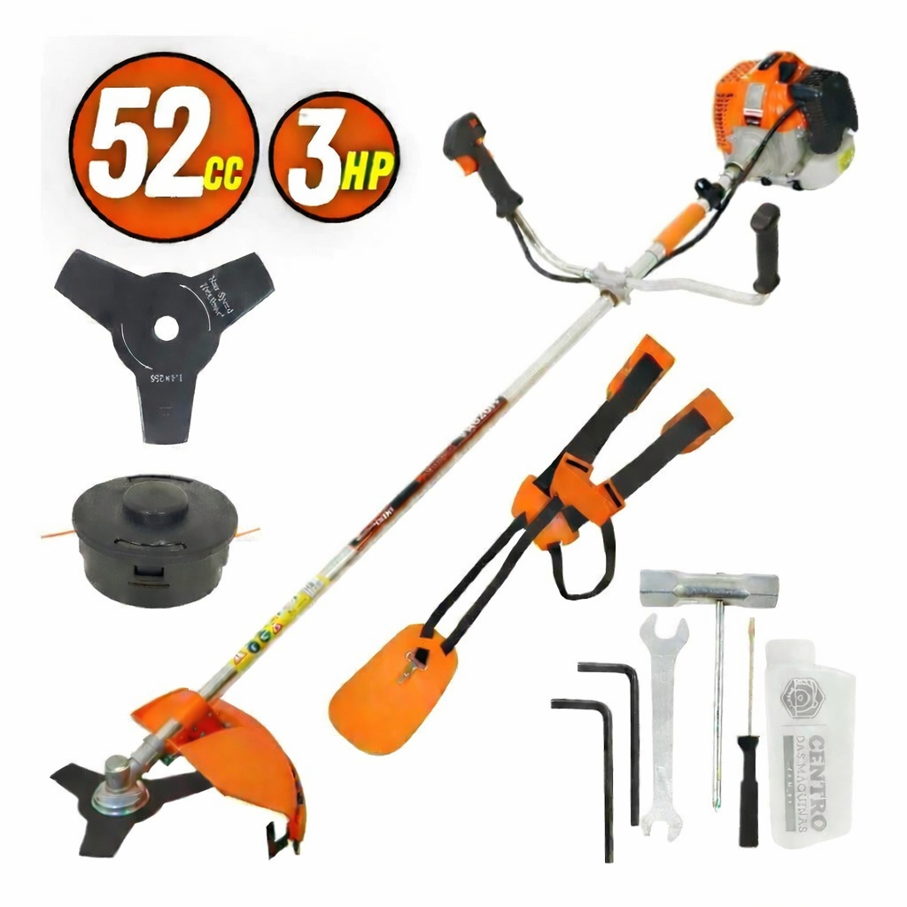 Roçadeira a Gasolina Vulcan trent 52cc 2.5HP Profissional VR520HB com Cinto Duplo e Lâmina 3 Pontas