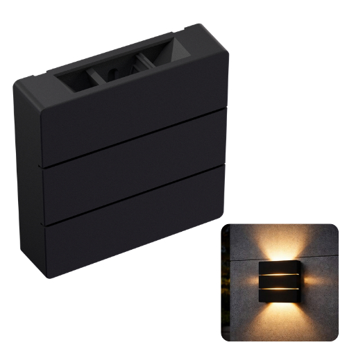 Arandela Slim Externa 2 Frisos 2 Fachos LED Preta IP65 Moderna Parede Resistente Água Iluminação Decorativa Luxo