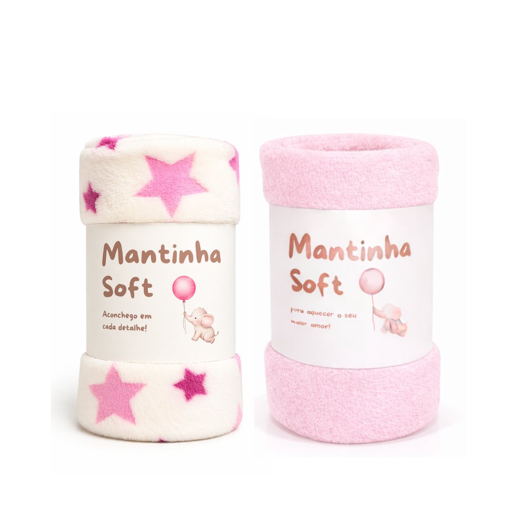 Kit 02 Mantinhas Cobertor Bebê Macia Quentinha Menor Preço