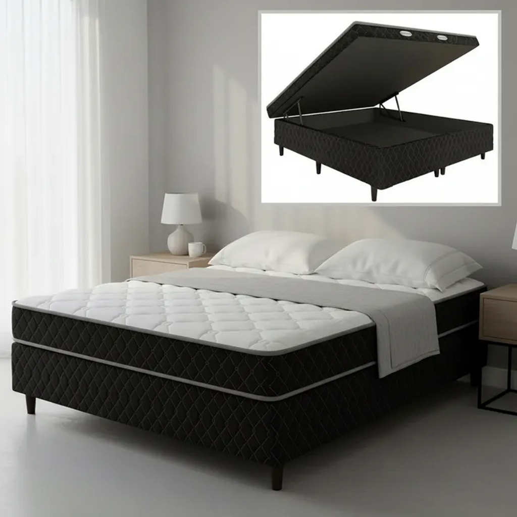 Cama Box Baú Conjugada de Espuma D28 Nappoli Casal 138cm