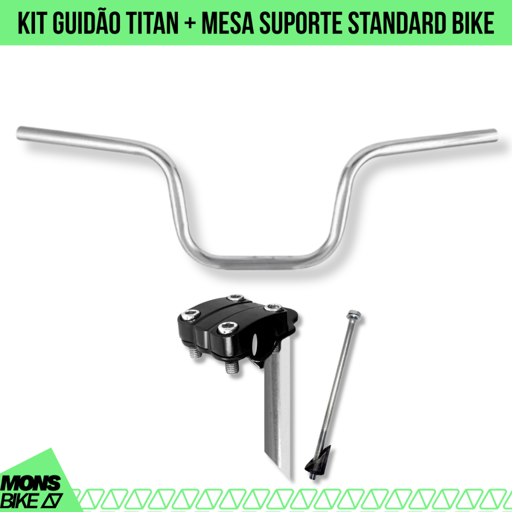 Kit Guidao Bike Alto Tipo Moto Cg + Mesinha Suporte Bicicleta Ahead ou Standard