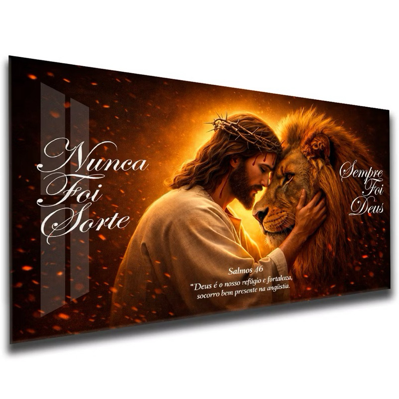 Quadro Decorativo GRANDE Alta Resolução Sala Quarto Escritório Quadro Nunca foi sorte sempre foi Deus salmos 46