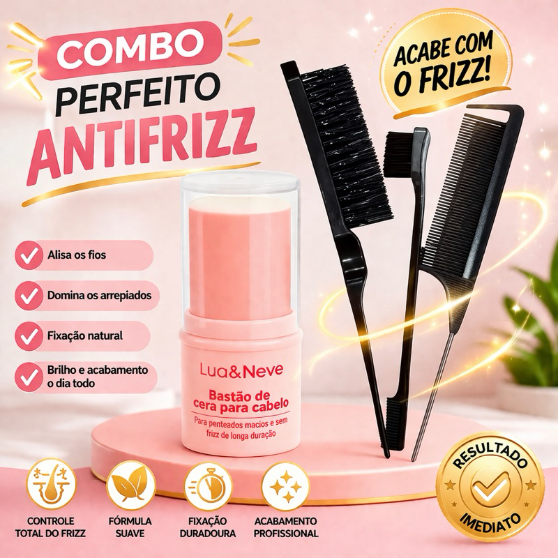 Kit Poderoso : Cera em Bastão e Pentes para Baby Hair Penteados Impecáveis Profissional