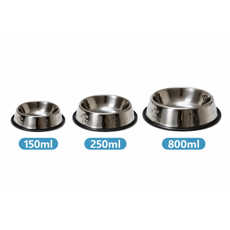 Comedouro Inox Antiderrapante para Cachorro e Gato 150ml 250ml 800ml tigela resistente pet