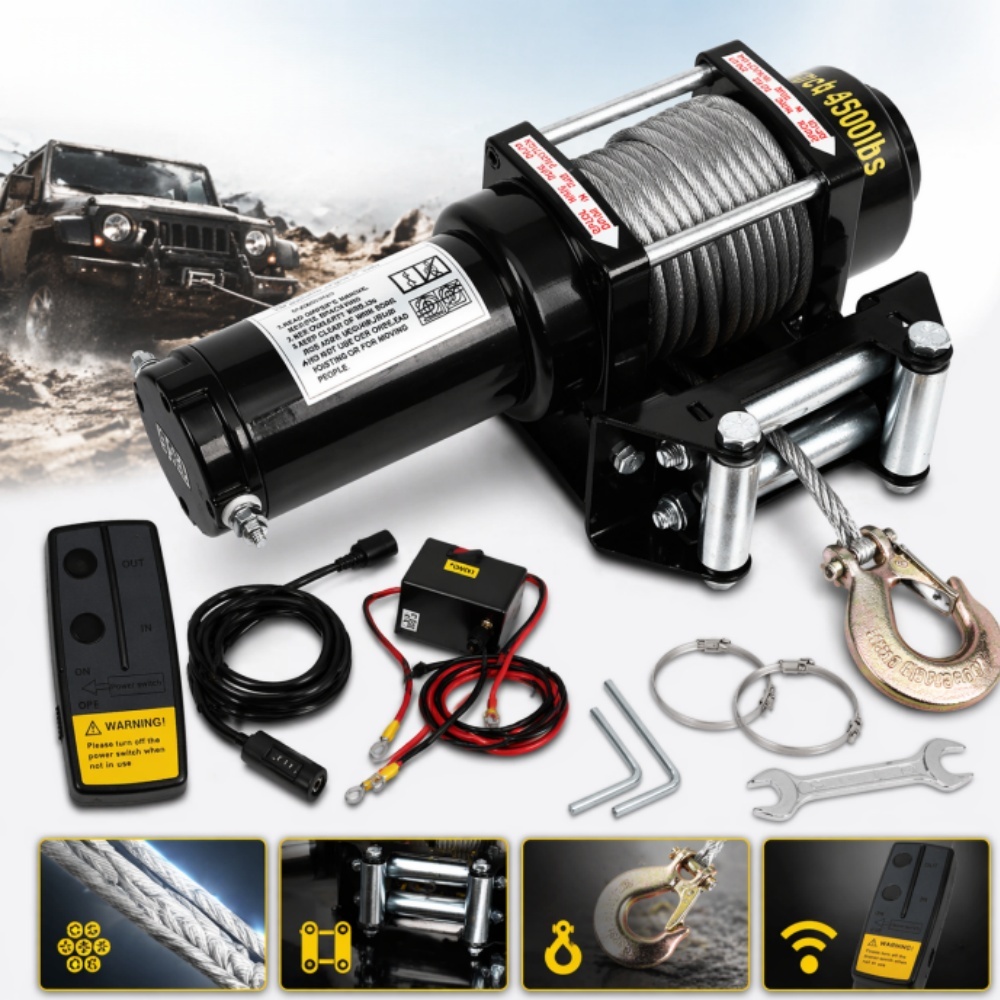 Guincho Elétrico 3000LB/4500LB para Carro | Cabo de Aço 14m | Motor 1KW | Controle Manual/Remoto Kit Completo em Oferta na Shopee