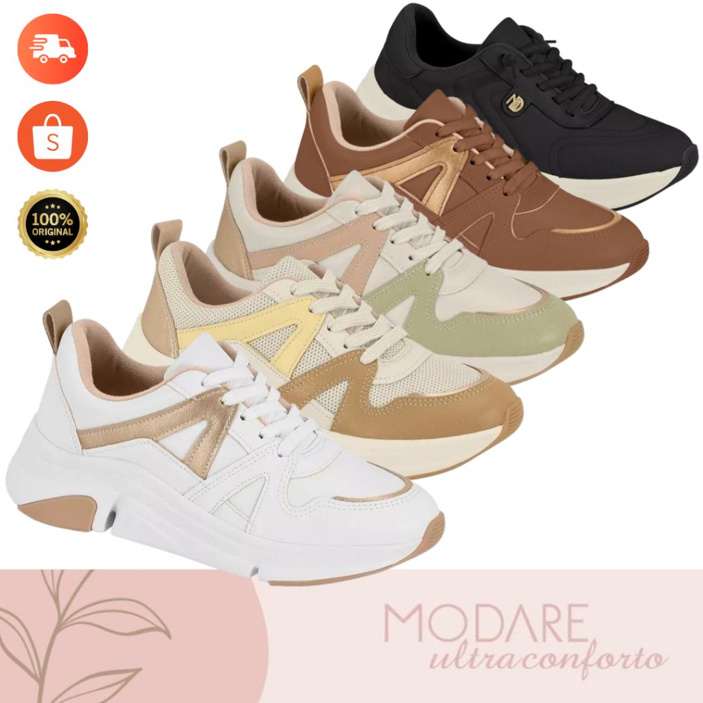 Tênis Modare Sneaker Feminino Conforto Extra Palmilha Maxxi Leve Antiderrapante Casual Dia a Dia