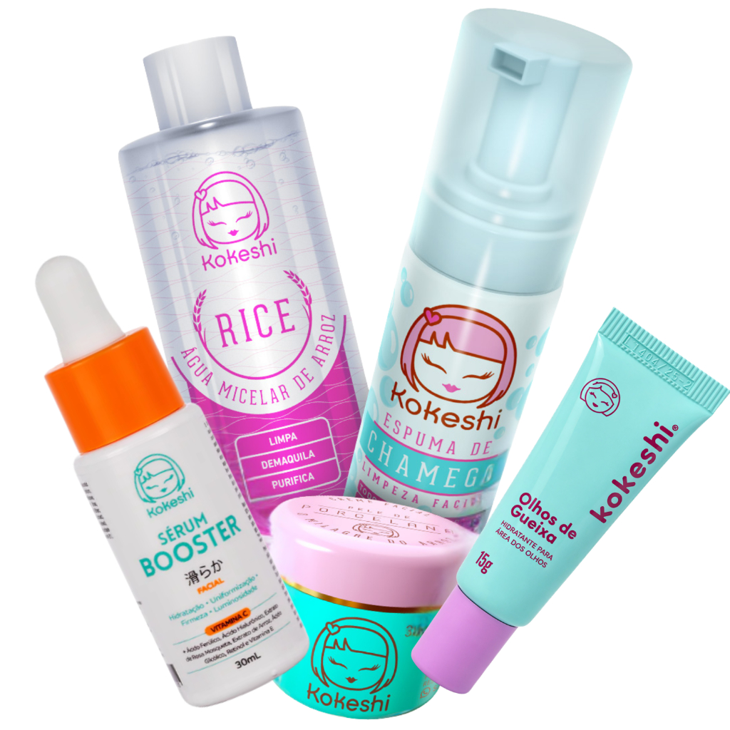 Imagem Kit 5 Produtos Skincare Kokeshi Limpeza e Hidratação