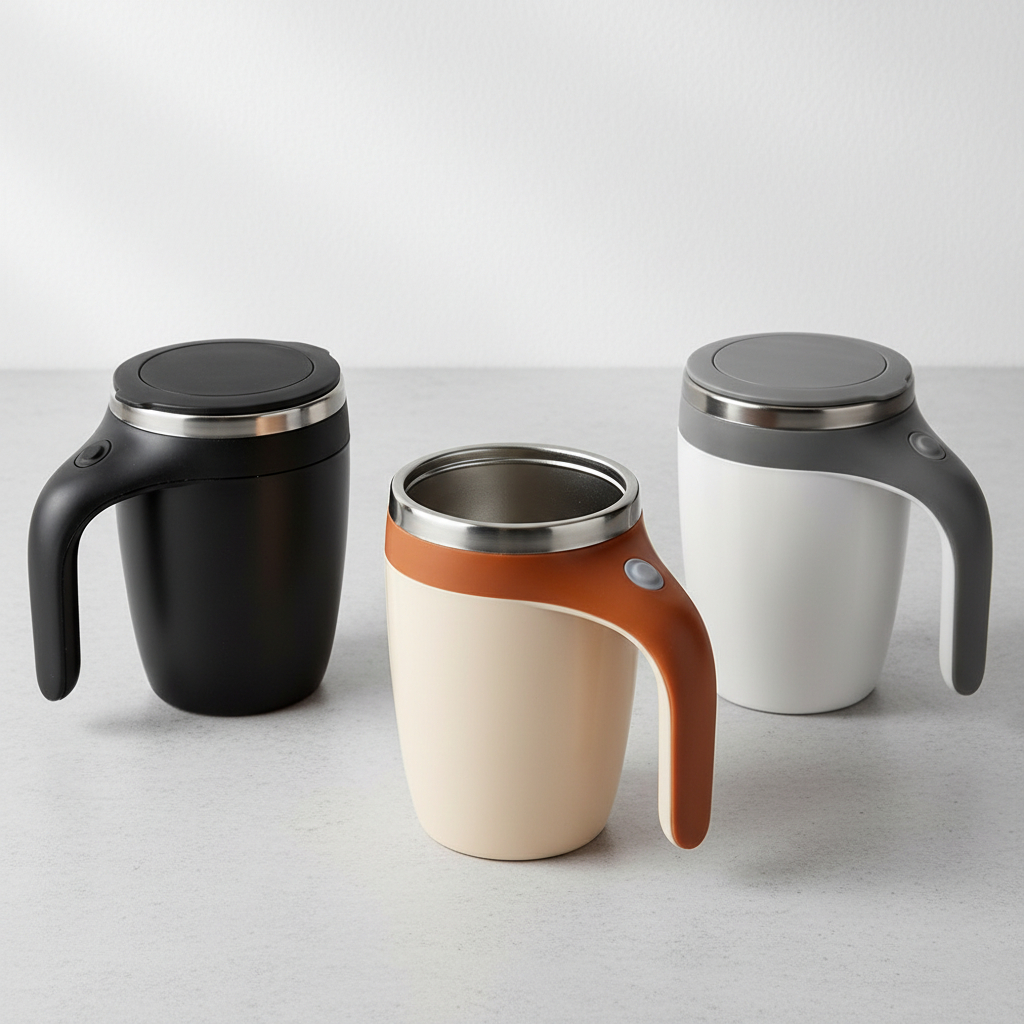 Caneca Copo Mixer Inox Automática Elétrica Misturador Magnético Café Leite Chá 380ml