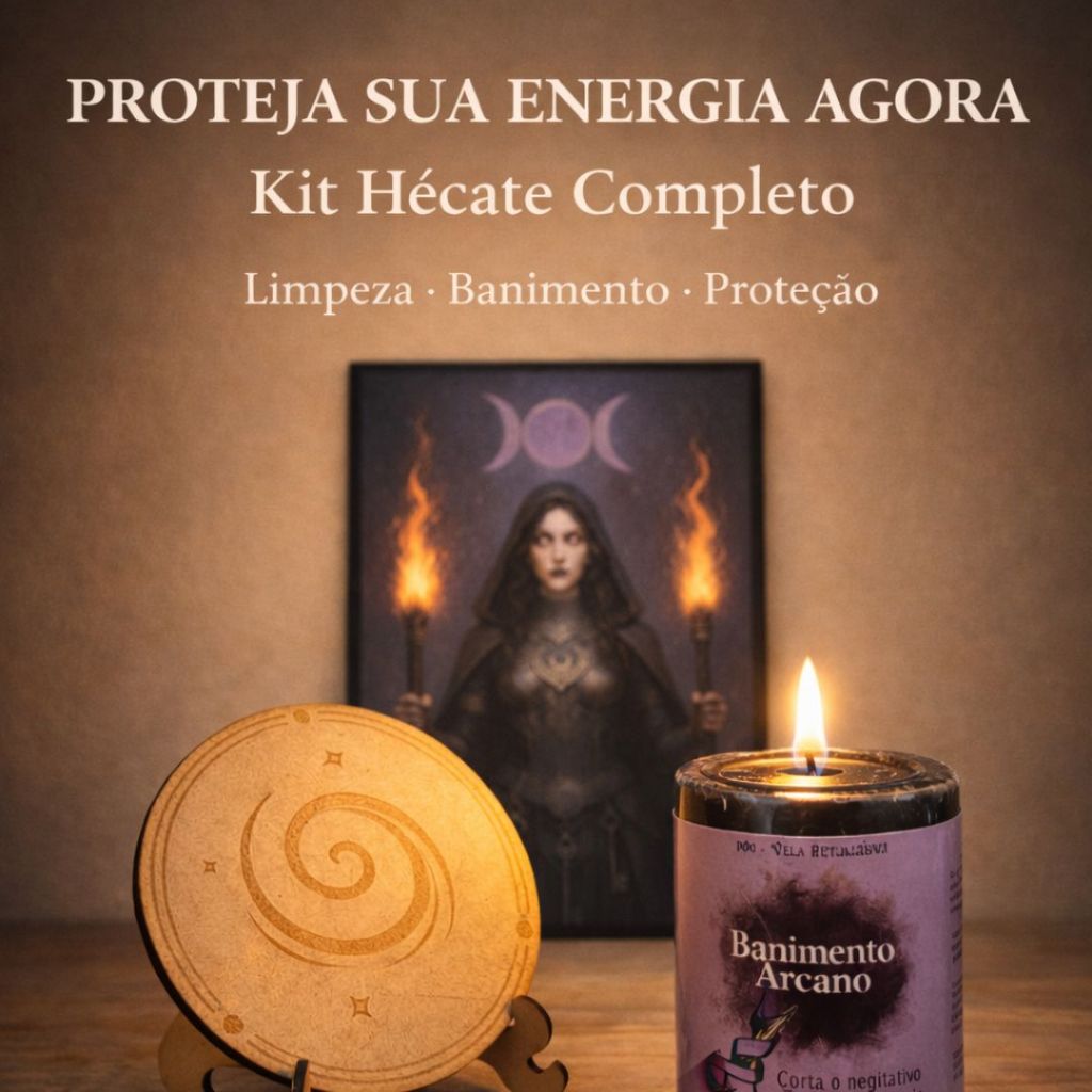 Kit Deusa Hécate Quadro + Vela Aromática + Selo Magico + Ritual Wicca Proteção Energia Negativa Limpeza Espiritual Bruxa