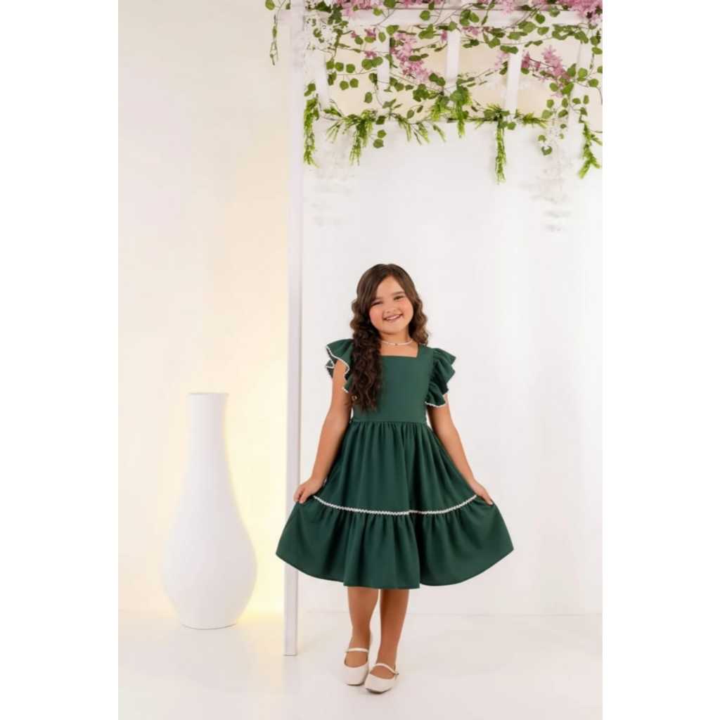Vestido Infantil Menina Com Amarração  Festa Aniversário Casamento  Batismo Formatura Ensaio  Natal.