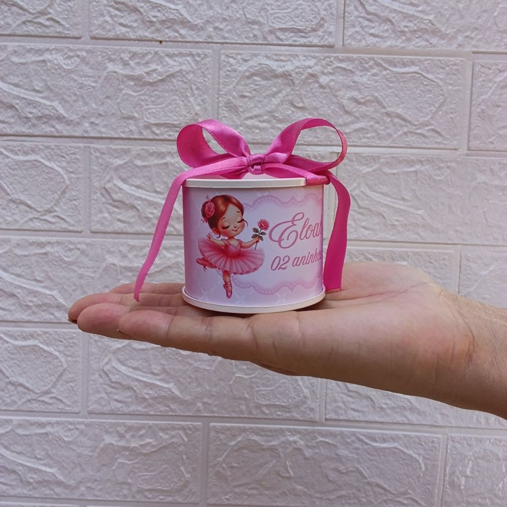 Kit Tubolata Bailarina Rosa Personalizada Lembrancinhas /chá de bebê/ revelação/ batizado/ maternidade/ aniversário 5x6