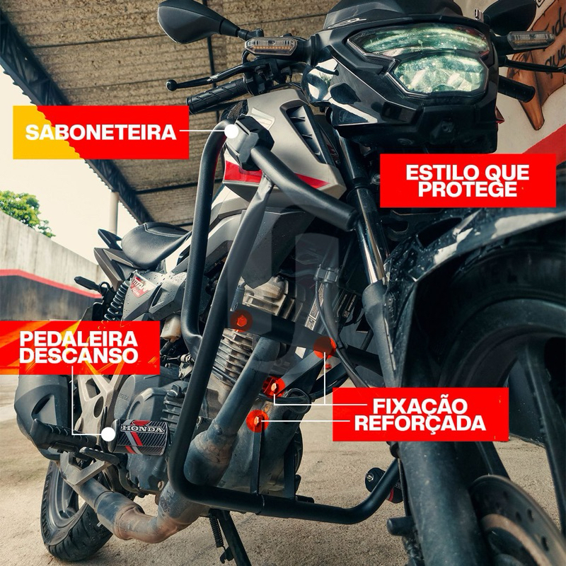 Protetor Carenagem Slide Moto Honda Start Titan Fan 160 2019 2020 A 2024 2025 2026
