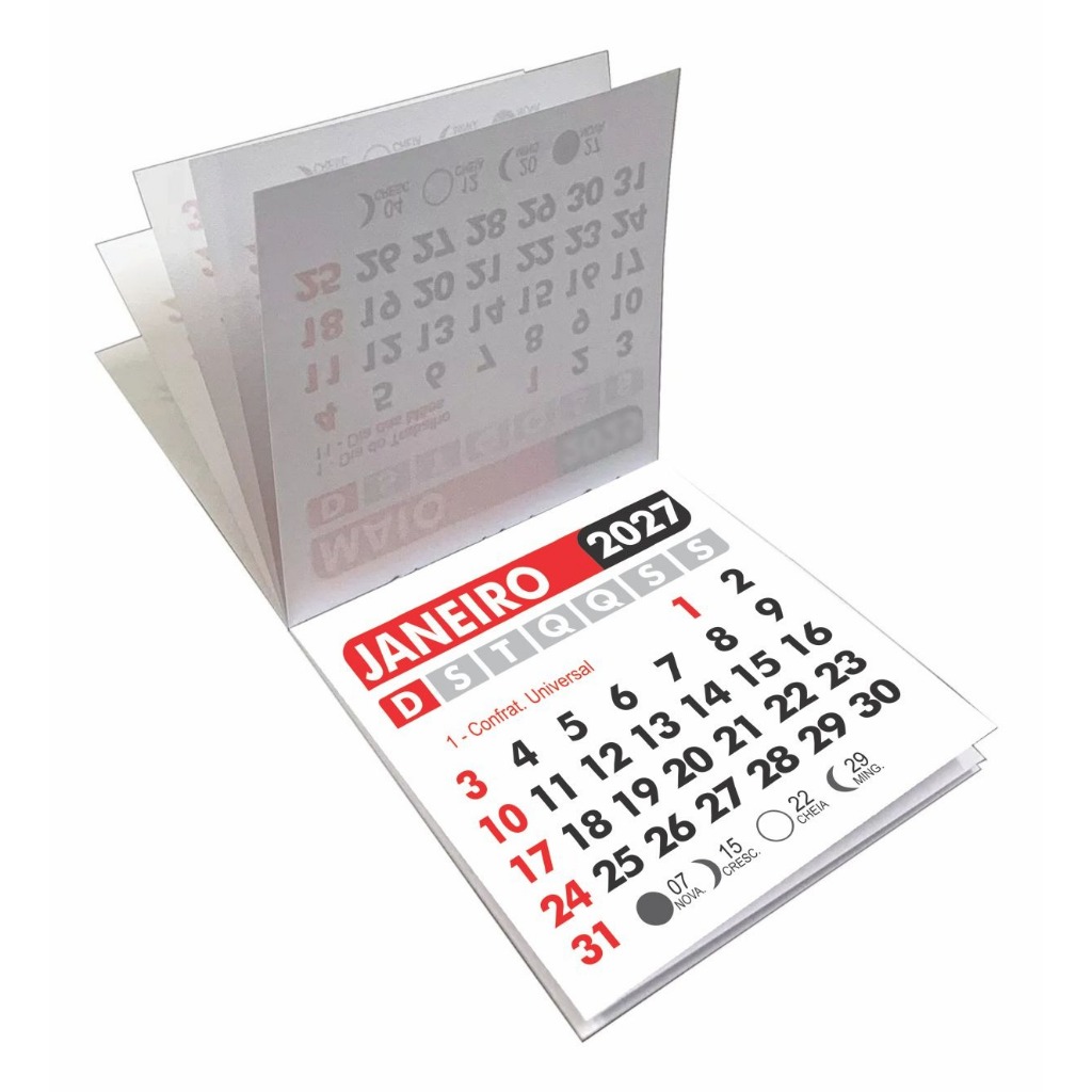 Blocos mini calendarios 5x5 cm para personalizar - 2027 - calendário