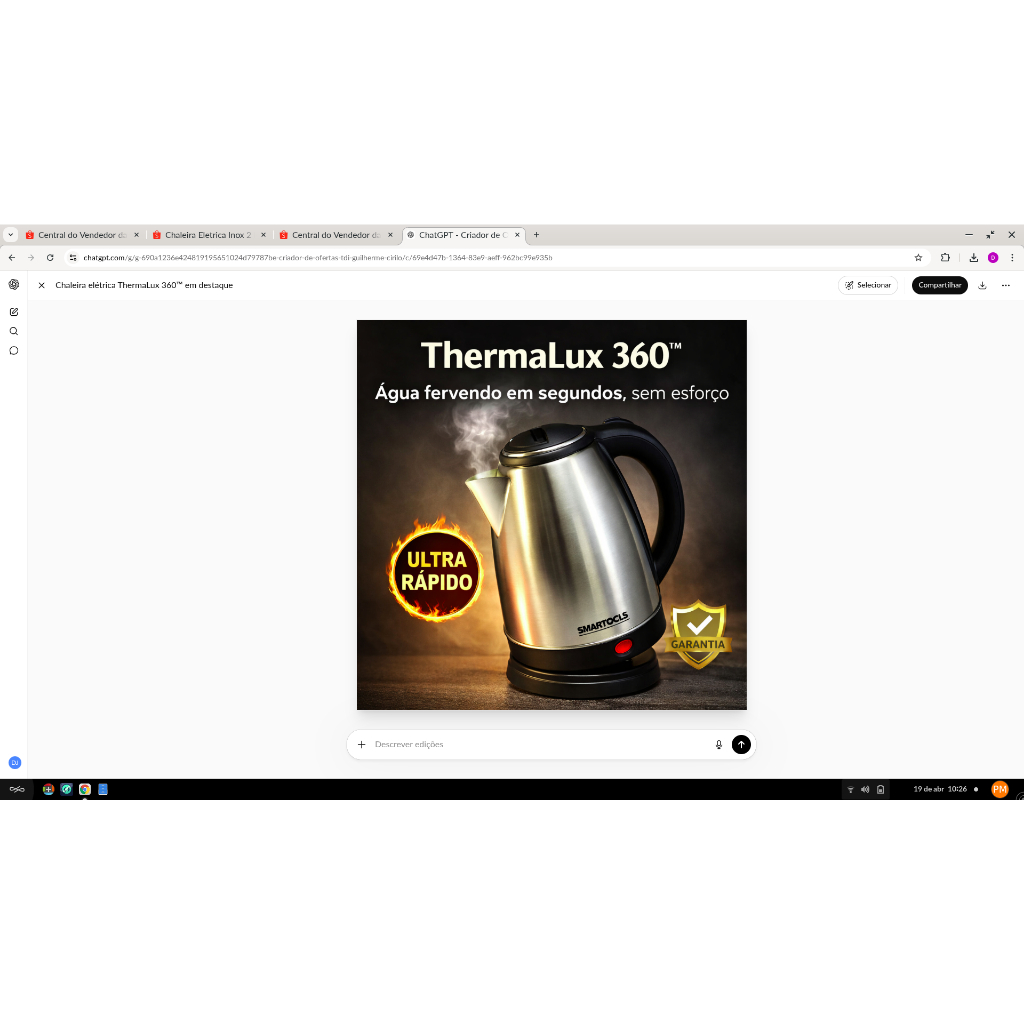 Thermalux 360" Chaleira Eletrica Inox 2 Litros Potente Rapida Aquecimento Design Moderno Base Giratoria..