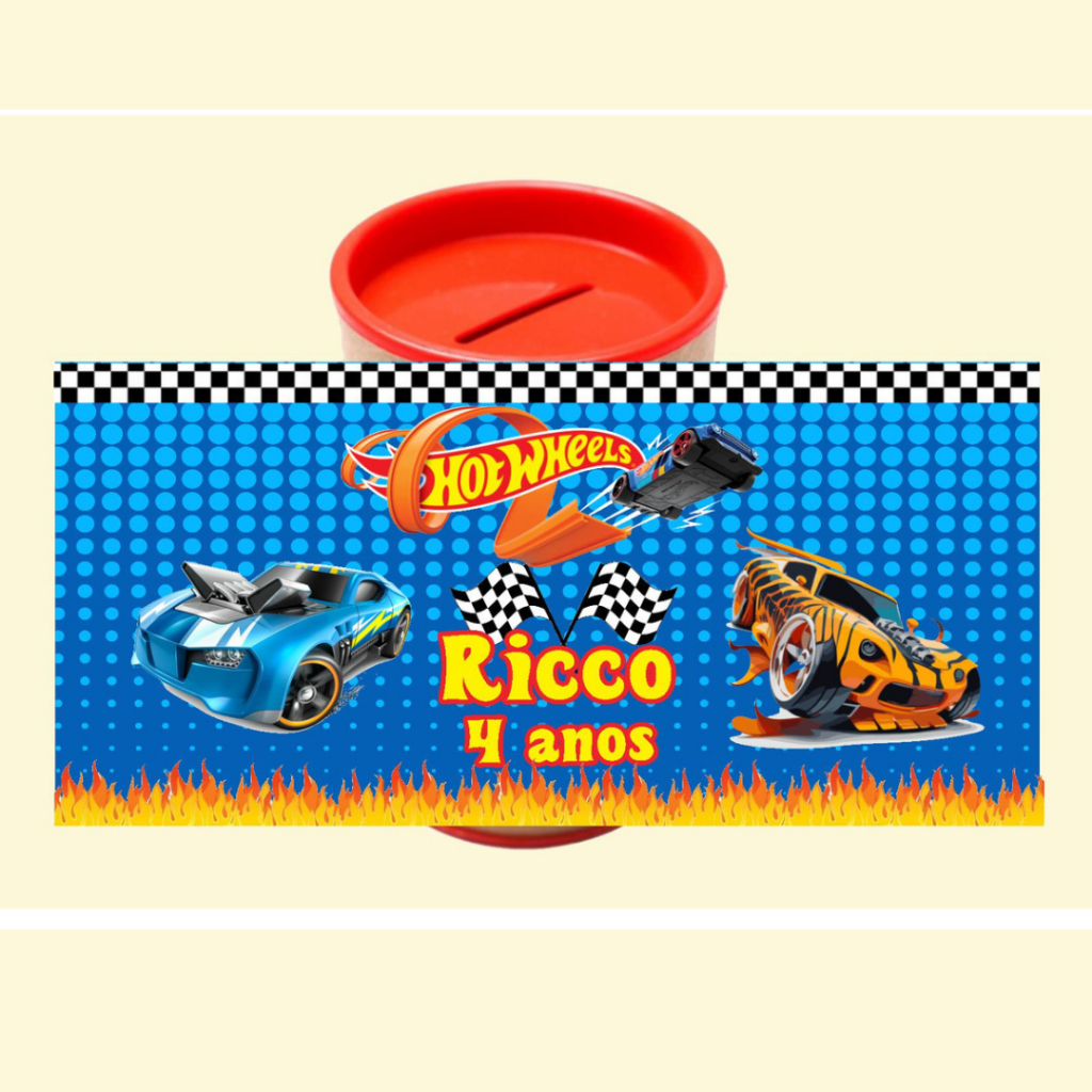 Adesivo para cofrinho Hotwheels  10x6 / rótulo para cofrinho personalizado Hotwheels