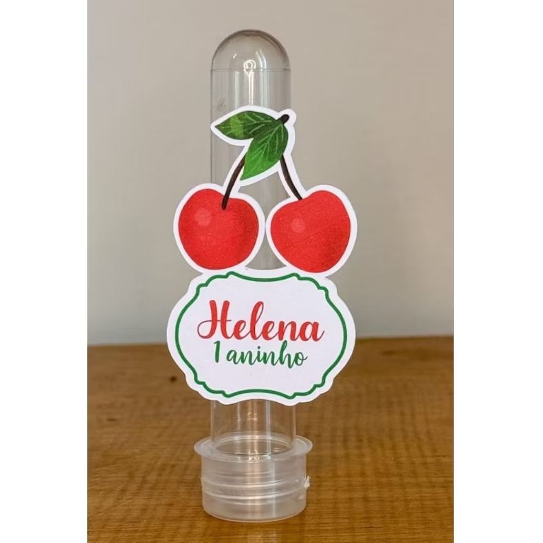 Apliques Cereja Cerejinha Personalizados para Tubetes Festa Infantil Aniversário Lembrancinhas
