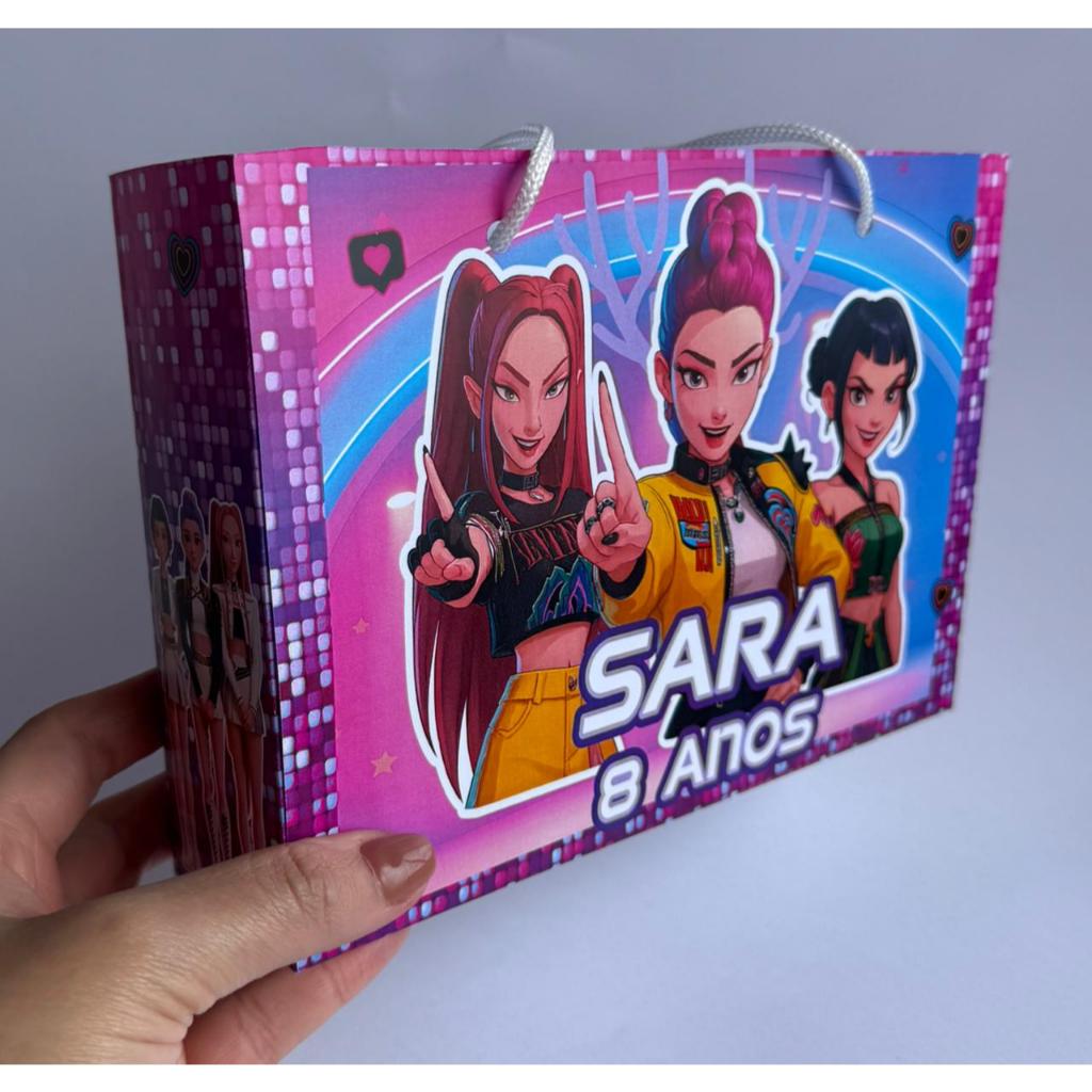 Sacolinha Surpresa G Guerreiras do K-Pop Personalizada com nome Festa Infantil Chá Aniversário Lembrancinhas