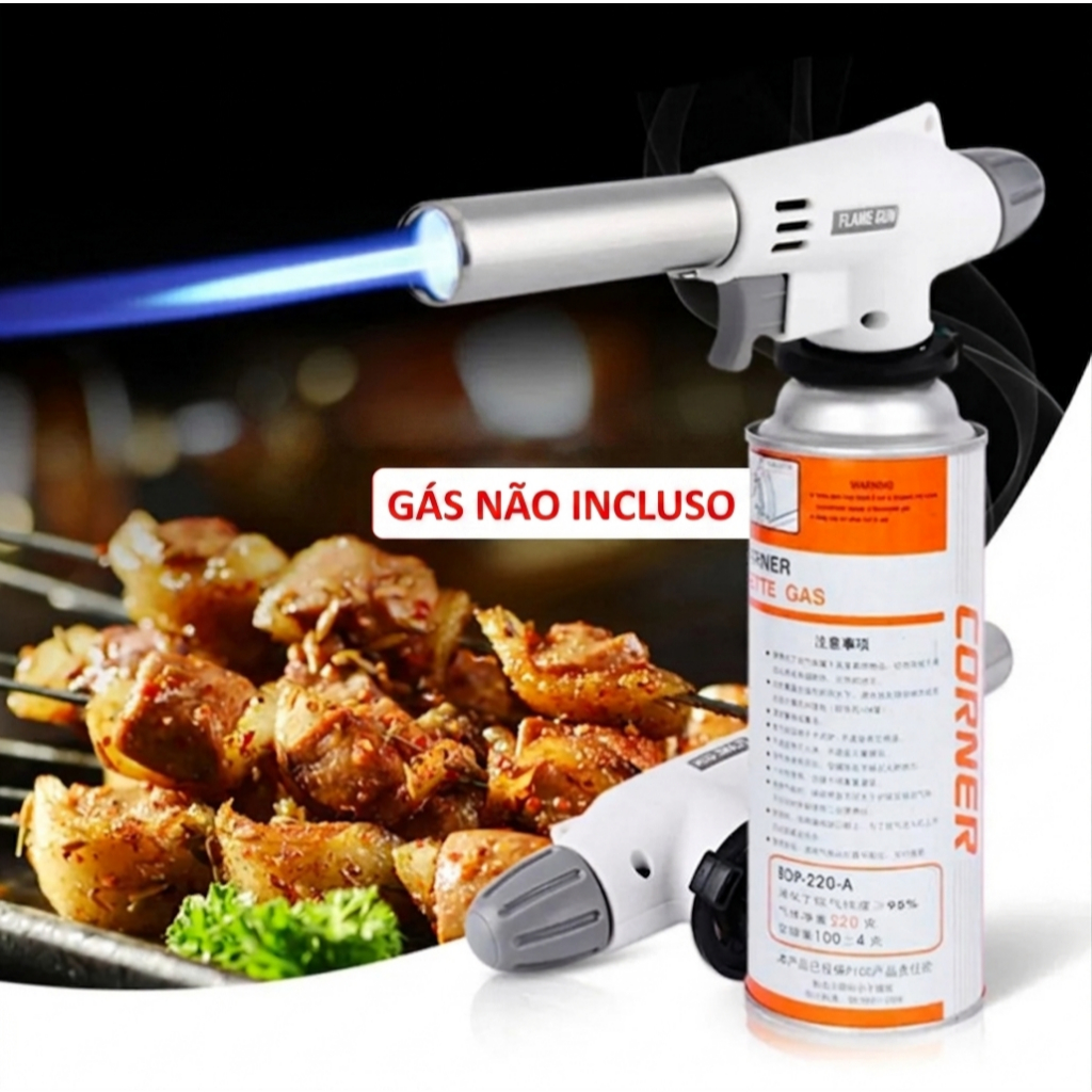 Maçarico Culinário Portátil - Acendimento Automático e Chama Precisa, 1300°C