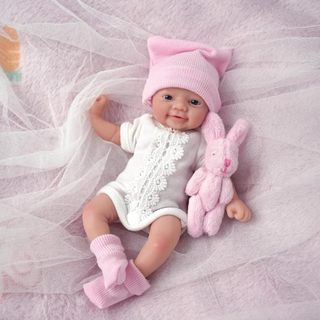 Bebê Reborn Silicone Solido 20cm Realista Menina Olho Azul Kit Completo Envio Imediato