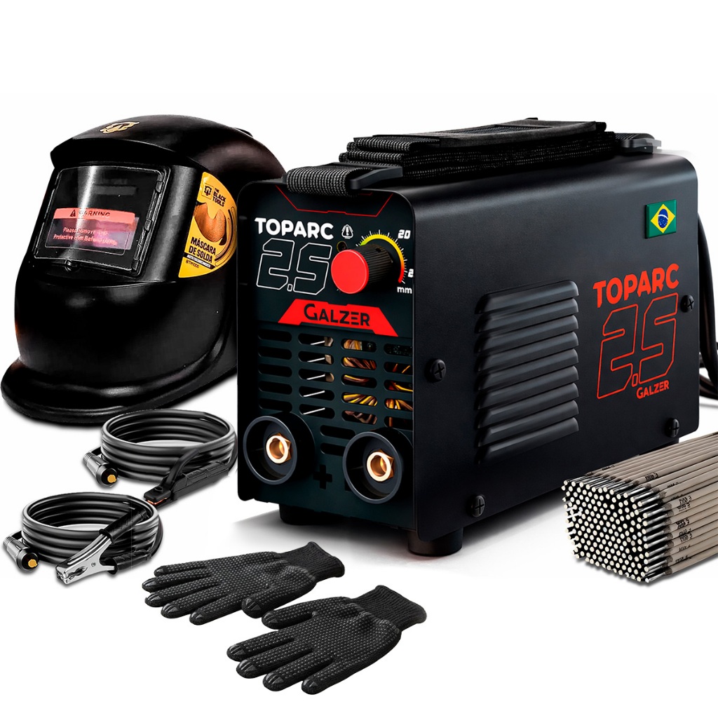 Kit  Inversora Solda Inversora Elétrica 220v Mma 120a + Mascara De Solda E Acessórios