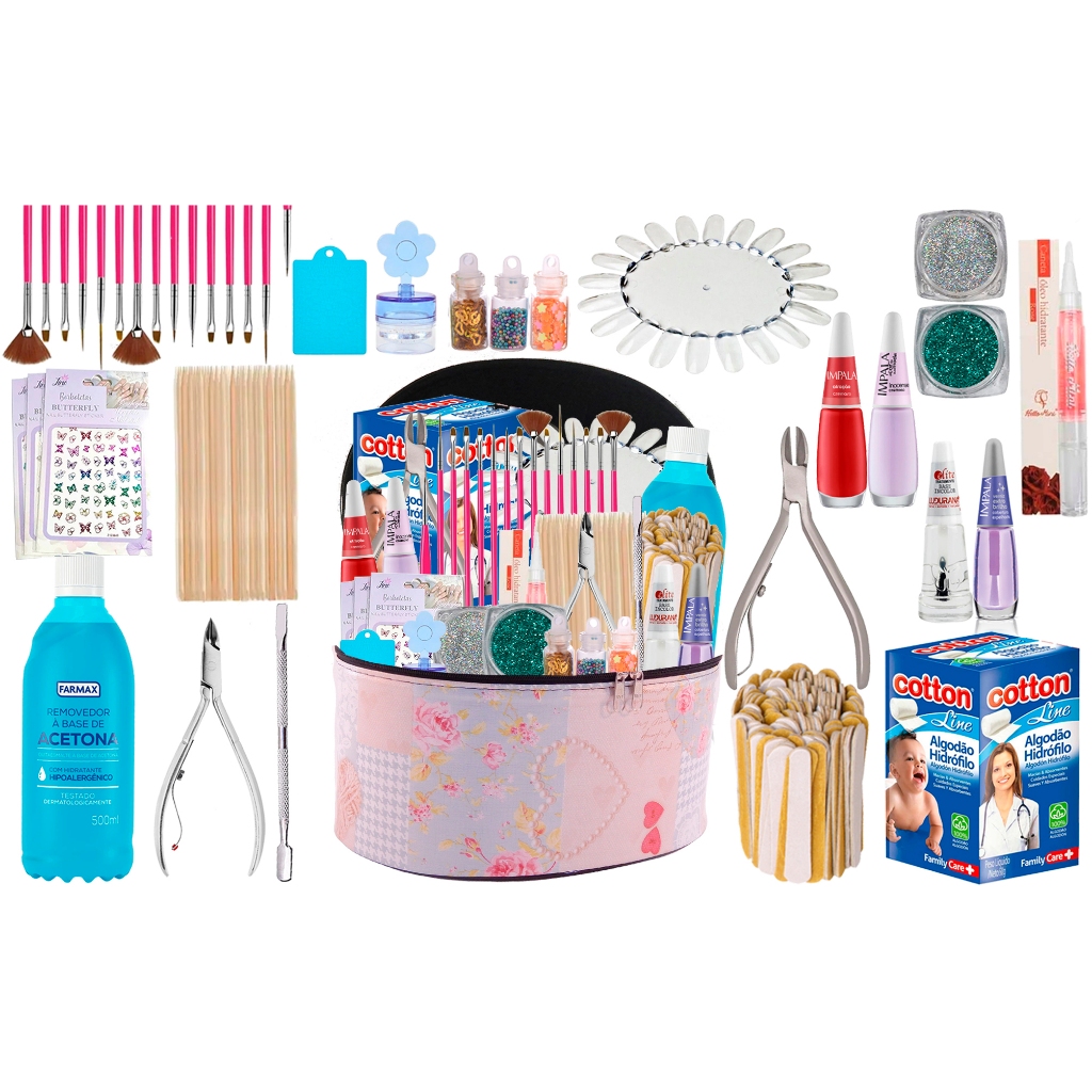 Kit De Manicure profissional completo Nail Art Decoração de Unhas Desing + Maleta