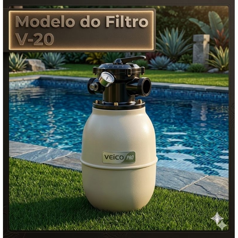 Filtro de Areia Para Piscina  Com Válvula Veico V-20 6 Vias  Ate 19 Mil Litros