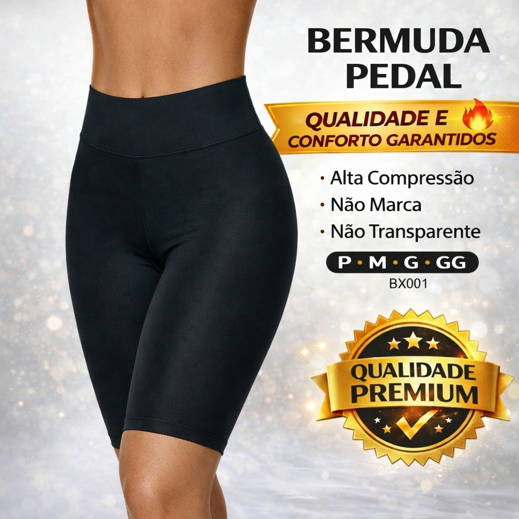 Bermuda Ciclista Pedal Feminina Academia Cós Alto Modeladora Não Transparente Fitness P M G GG