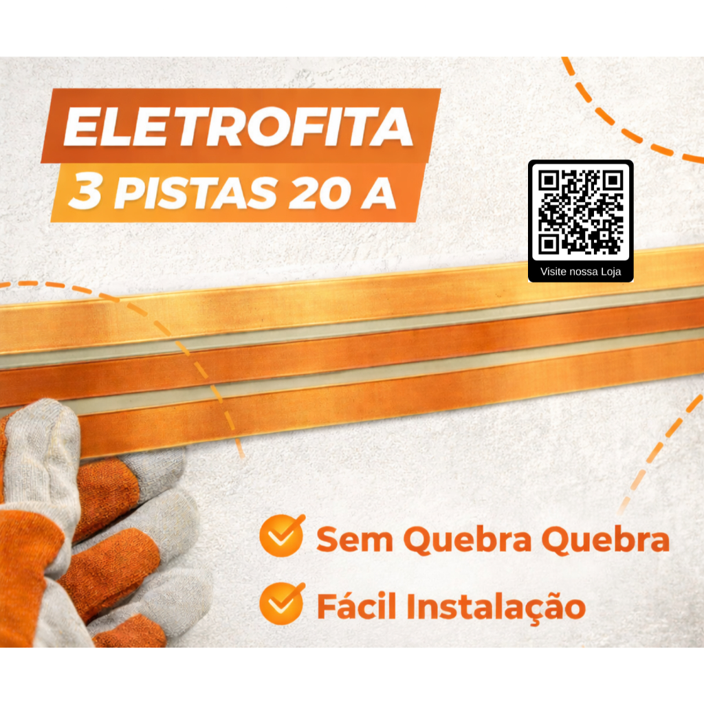 Eletrofita 3 pistas 20A - 2 metros (somente eletrofita)