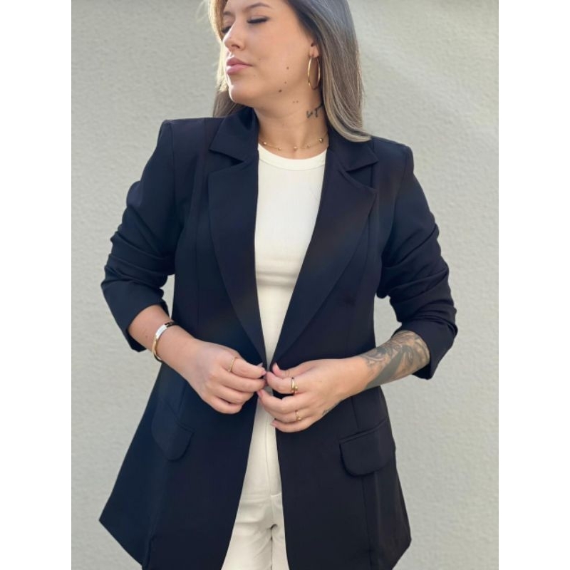 Blazer feminino alfaiataria preto