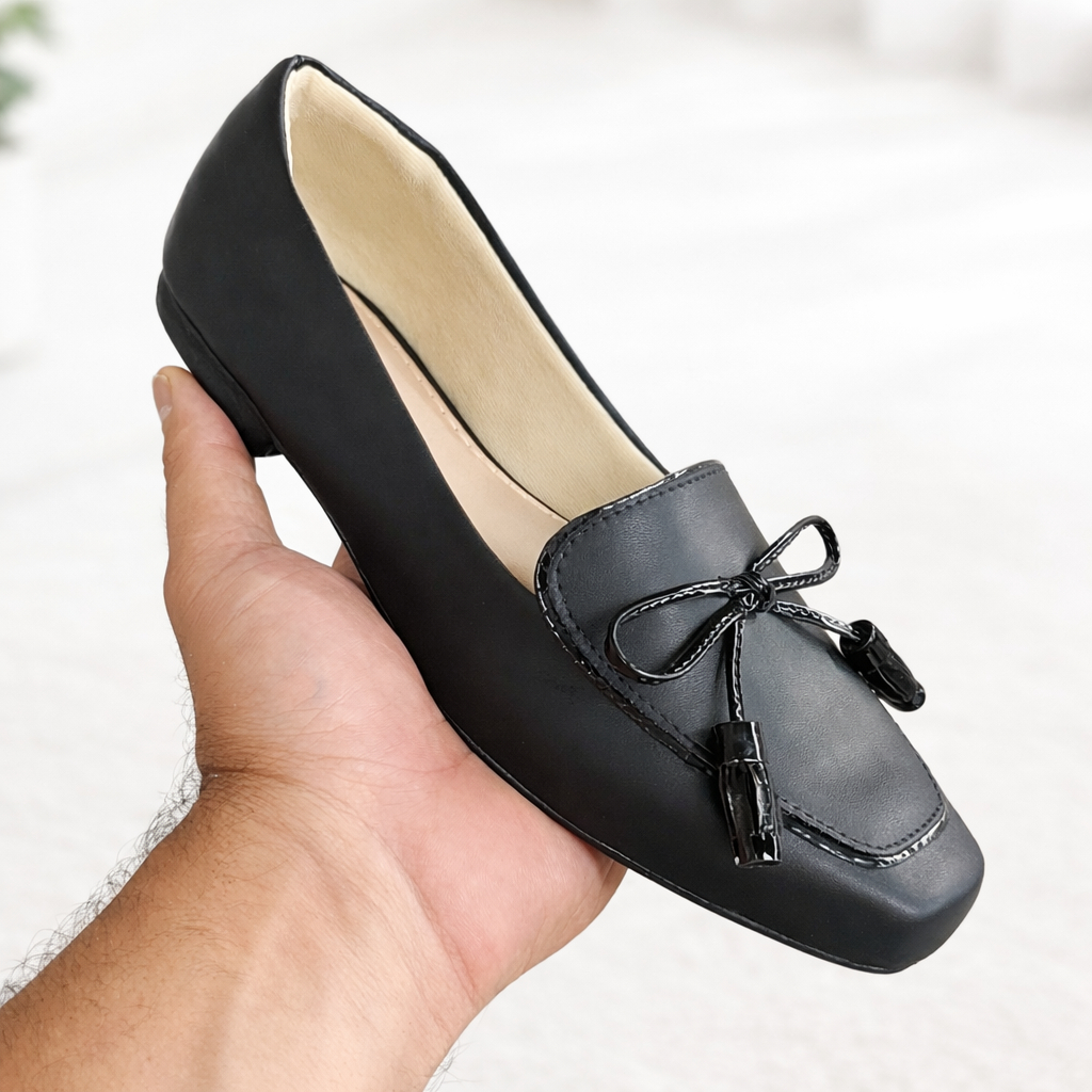 Mocassim Feminino Bico Quadrado Confortável com Laço – Casual Elegante Trabalho Dia a Dia