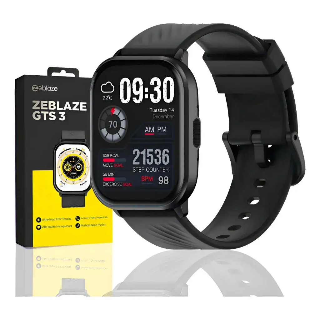 Zeblaze GTS 3 Smartwatch com Tela HD de 2.03 Monitoramento de Batimentos Cardíacos Do Sono SpO2 Estresse +100 Modos Espo