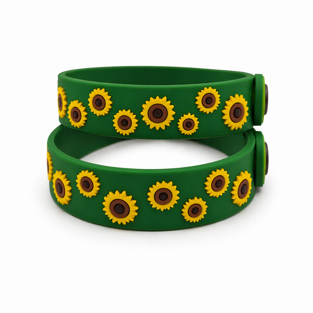 Pulseiras Girassol infantil  Identificação Deficiências Ocultas Com Regulagem Emborrachada Original.