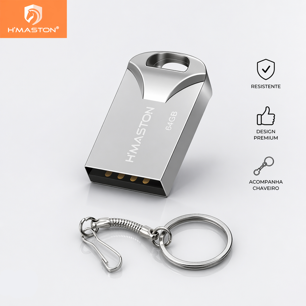 Pen Drive Metal H'Maston Mini USB Memória Flash 8GB 16GB 32GB 64GB 128GB