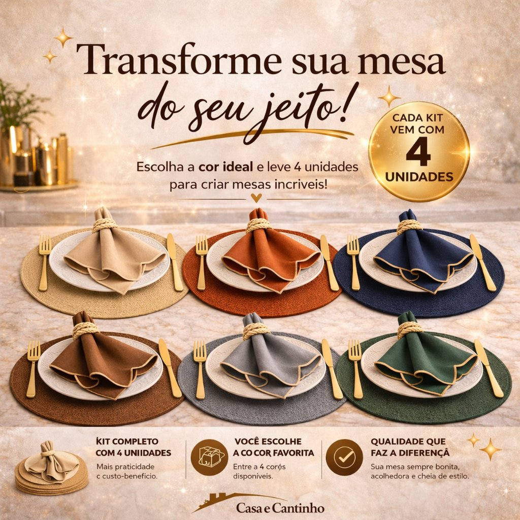 Jogo Americano 4 Souplast Jantar Mesa Posta Cozinha 38cm Redondo