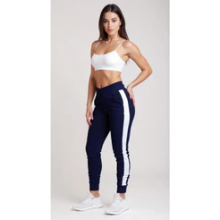 Calça Feminina Jogger Crepe Slim Fit Academia lisa e listra