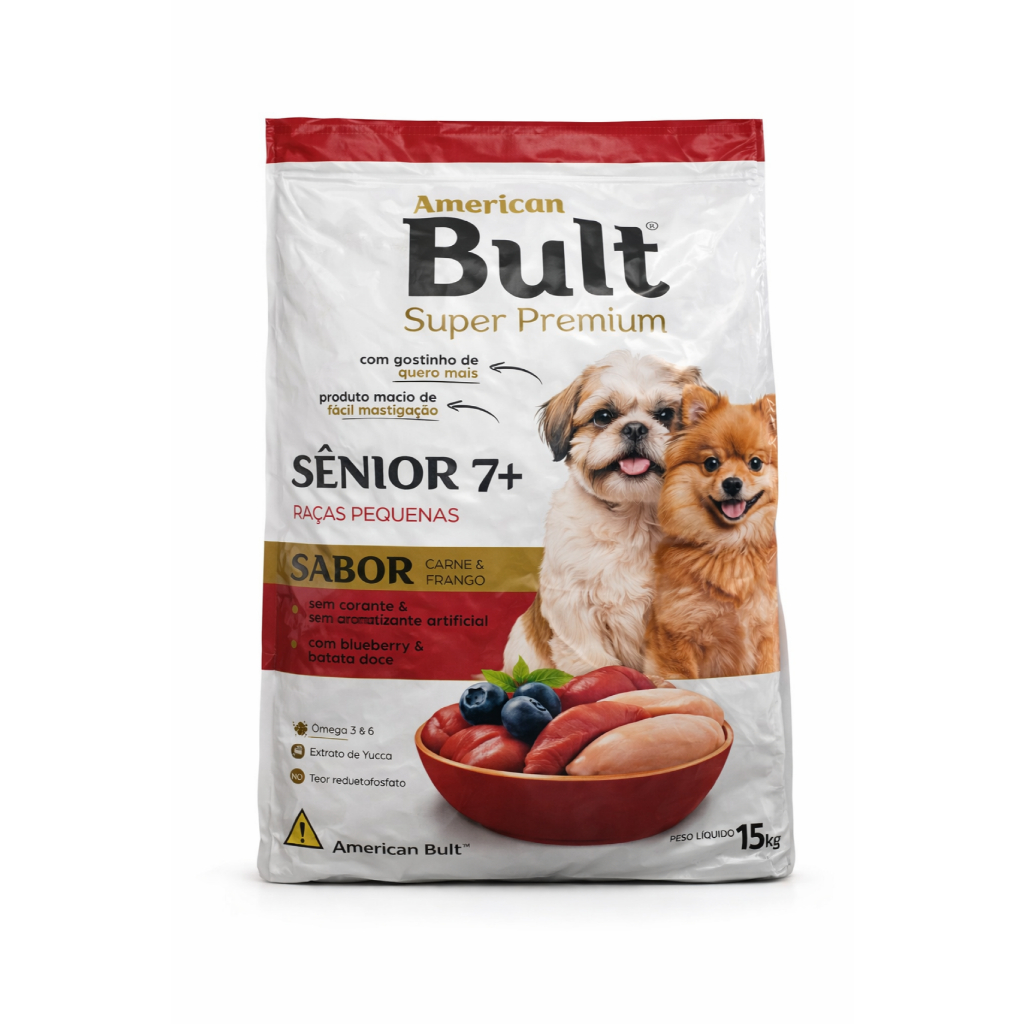 Ração Sênior 7+ Bult 10,1kg Pequeno Porte + Ômega 3 e 6 + Alta Nutrição Premium Grãos Macioss