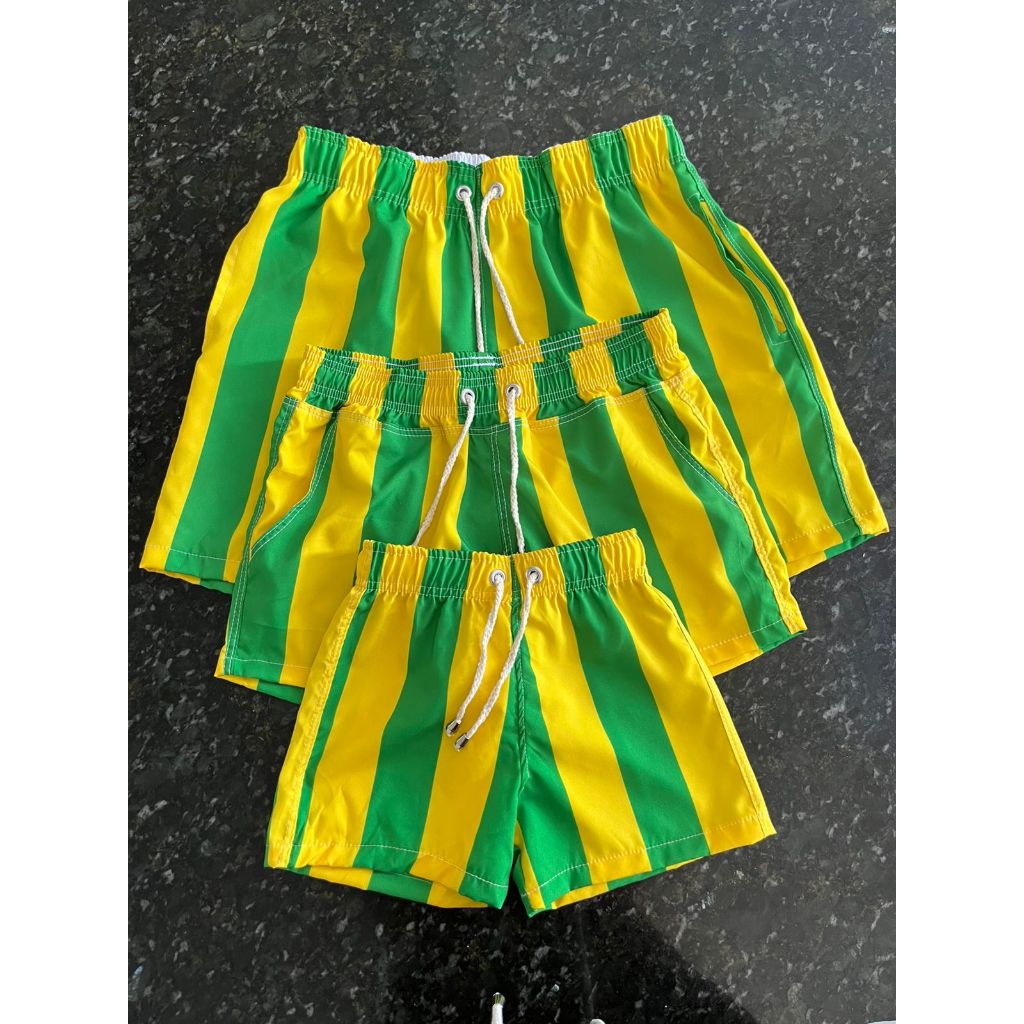 Kit conjuntinho familia pais e filho look jogo do brasil seleção brasileira copa do mundo 2026 listras