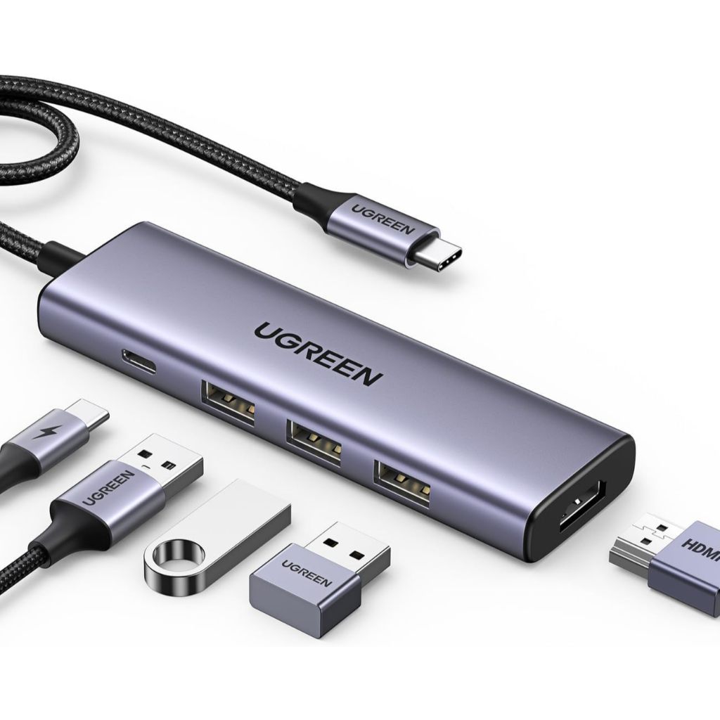 Hub 5 Em 1 Ugreen Usb-c Para 3* Usb + Hdmi 4k + Tipo-c 100w para MacBook Pro/Air, iPad Pro, iMac, iPhone 15 Pro/Pro Max,