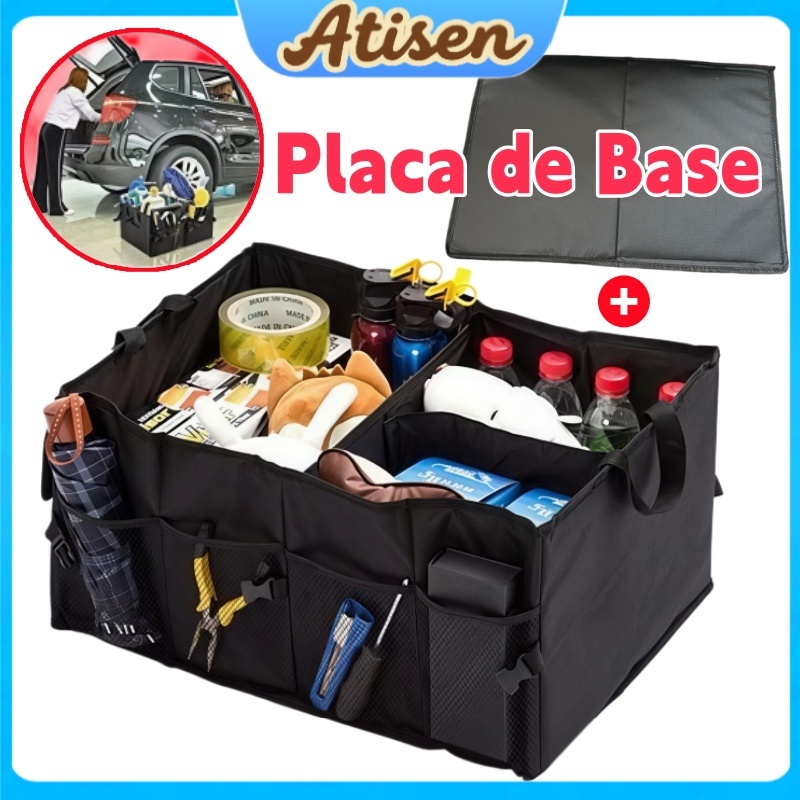 Organizador de Porta-Malas Dobrável Impermeável com base Alças Reforçadas para Carro e Viagens