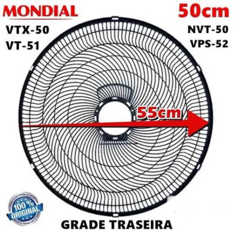 Grade Traseira Ventilador Mondial Polishop 50cms 55cms VTX-50 VT-50 VT-51 VPS-52 Original