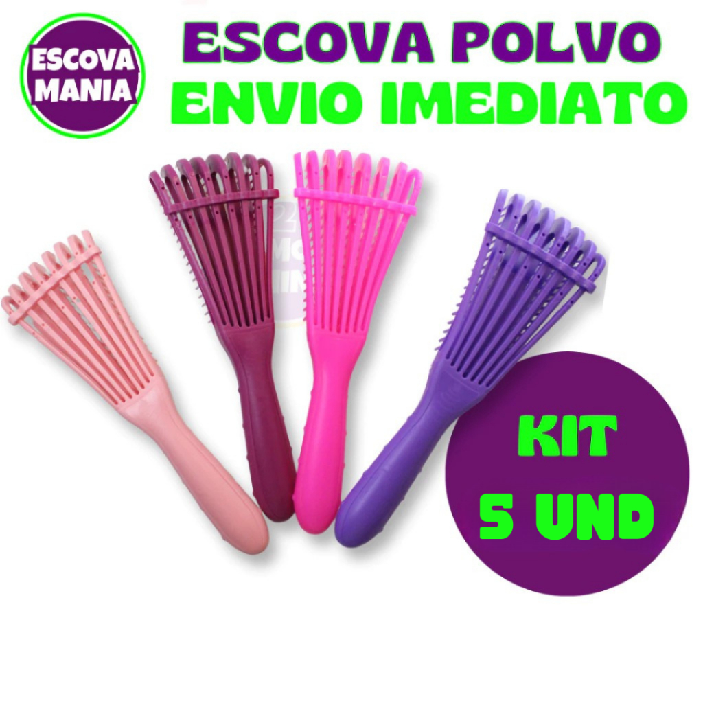 Kit 5 Escovas Polvo para cabelo - Anti Frizz
