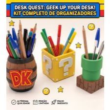 Kit Porta Lápis Super Mario Bros Personalizado Lembrancinha Aniversário Geek Organizador de Mesa