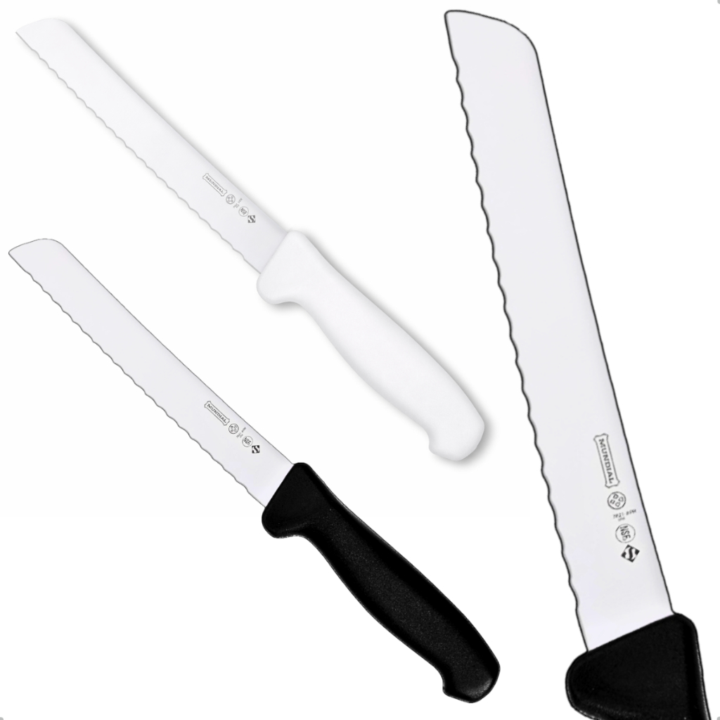 Faca de Pão Inox Mundial 7821-8" Lâmina 20cm Bolo Massa Confeiteiro