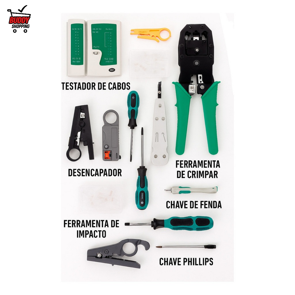 Kit RWS Crimpagem e Teste de Redes RJ11 RJ45 com Estojo Prático Luatek LWJ-313 em Oferta na Shopee