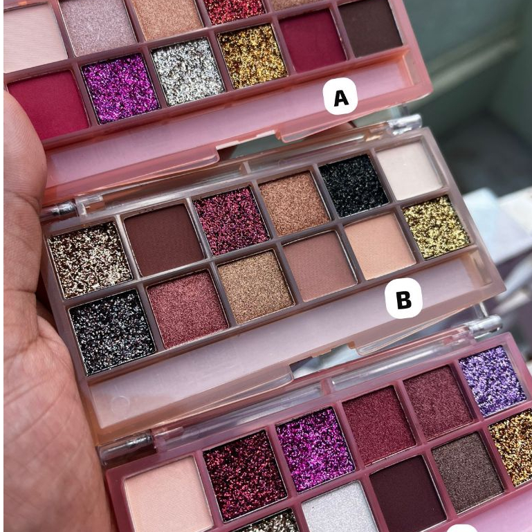 PALETA DE SOMBRA SWEET GLITTER 12 TONS BELLE ANGEL + PINCEL