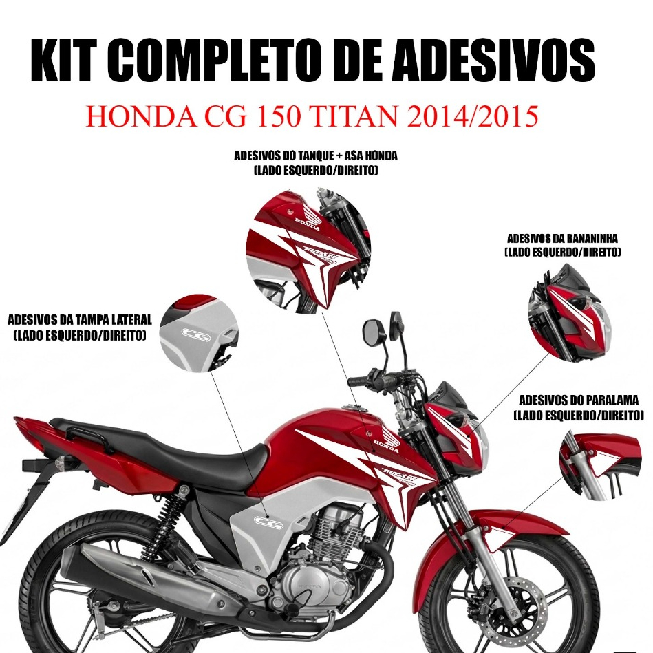 Adesivo Motos  Titan Ano 2015 Azinha Kit Adesivos Compatível Titan 150 Ex Esd