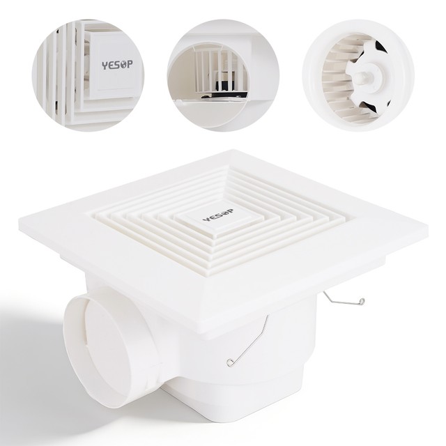 Exaustor De Teto Banheiro Parede Yesop Silencioso Bivolt 20cm/25cm Alta Vazão Motor Cobre Pronta Entrega Yesop