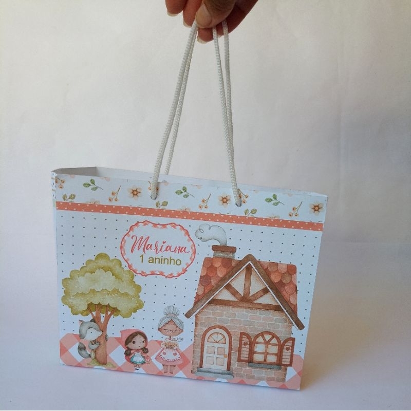 Kit Sacolinha Personalizada Festa Infantil Chapeuzinho Vermelho – Lembrancinha Aniversário Pegue e Monte